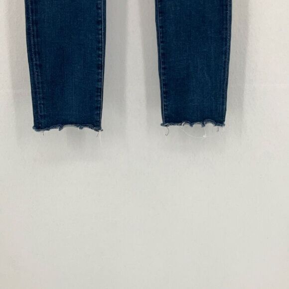 Agolde Blue Denim Stretch Raw Hem Sophie Crop Skinny Jeans Medium Wash Size 25 - Picture 6 of 9